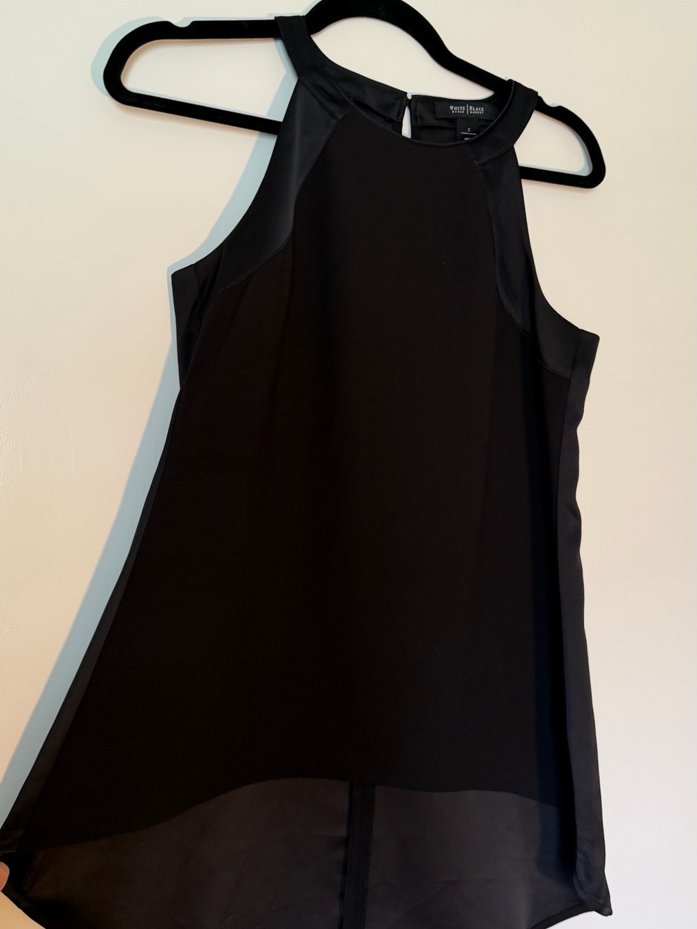 White House Black Market Black Sleeveless Tunic Top Size 2